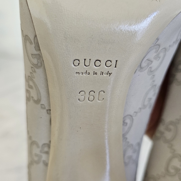 Size 36C | Gucci Authentic open-toe heels in ivory - Picture 6 of 8